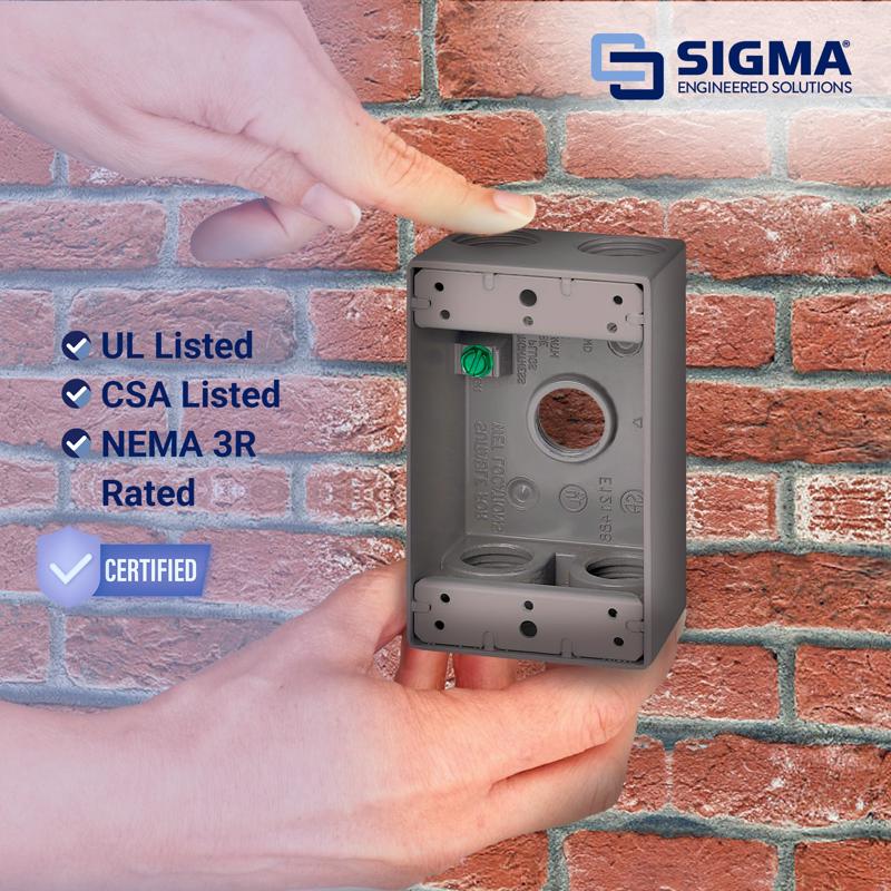 Sigma Electric New Work 18.3 cu in Rectangle Metallic 1 gang Weatherproof Box Gray