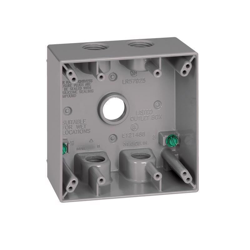 Sigma Electric New Work 31 cu in Square Metallic 2 gang Weatherproof Box Gray
