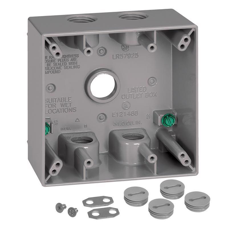 Sigma Electric New Work 31 cu in Square Metallic 2 gang Weatherproof Box Gray