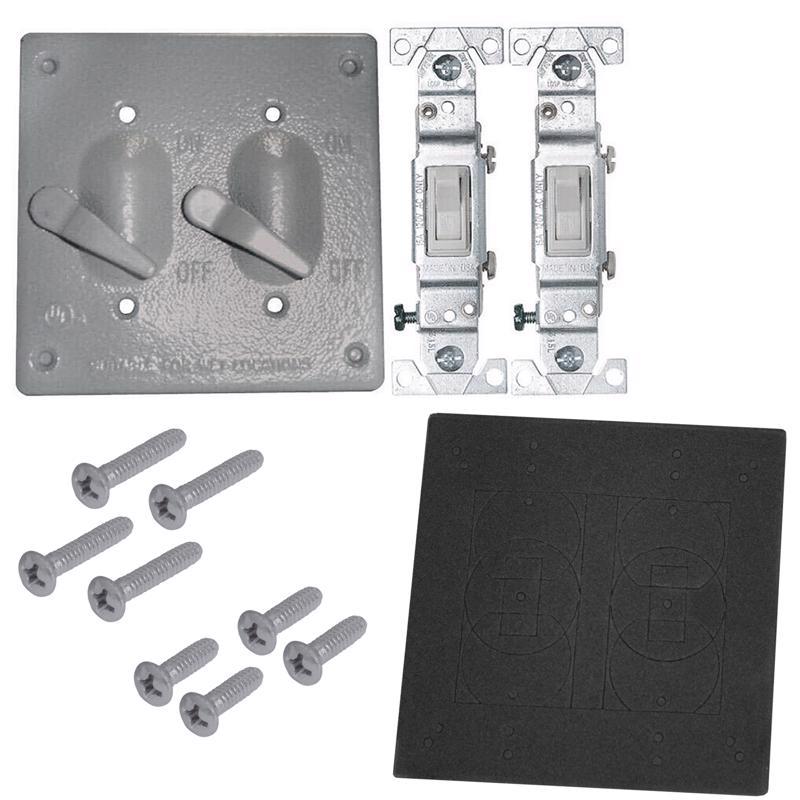 Sigma Electric Square Die-Cast Metal 2 gang 4.84 in. H X 4.84 in. W Toggle Switch and Cover
