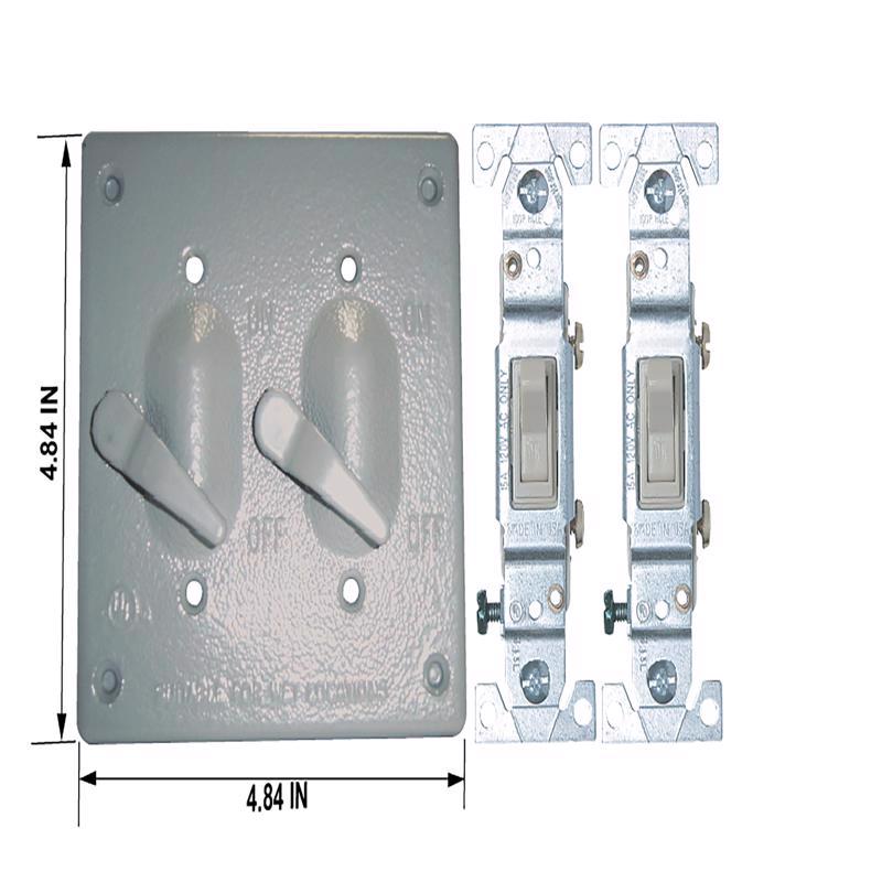 Sigma Electric Square Die-Cast Metal 2 gang 4.84 in. H X 4.84 in. W Toggle Switch and Cover