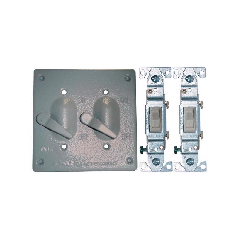 Sigma Electric Square Die-Cast Metal 2 gang 4.84 in. H X 4.84 in. W Toggle Switch and Cover