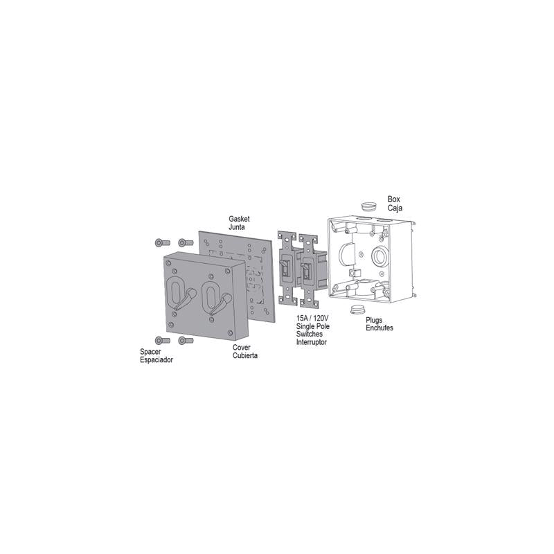 Sigma Electric Square Die-Cast Metal 2 gang 4.84 in. H X 4.84 in. W Toggle Switch and Cover