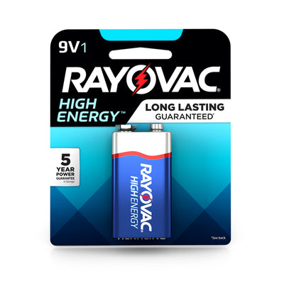 Rayovac High Energy 9-Volt Alkaline Batteries Carded