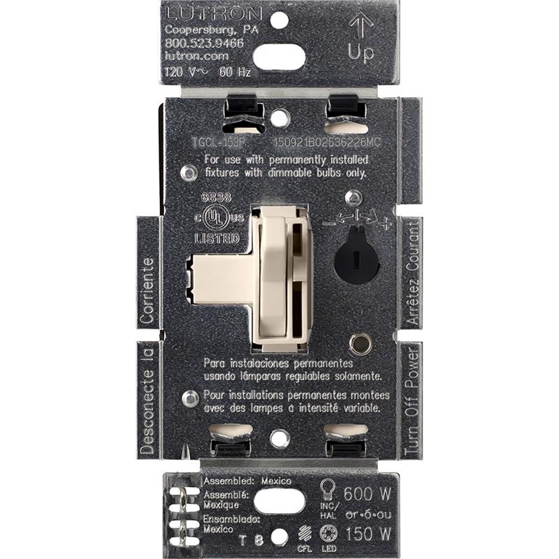 Lutron Toggler Light Almond 150 W 3-Way Dimmer Switch