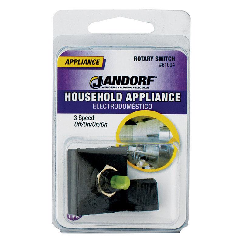 Jandorf 6 amps Single Pole Rotary Appliance Switch Black