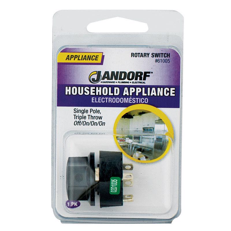 Jandorf 13 amps Single Pole Rotary Appliance Switch Black