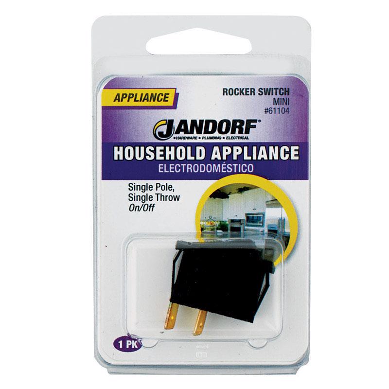 Jandorf 16 amps Single Pole Rocker Appliance Switch Black