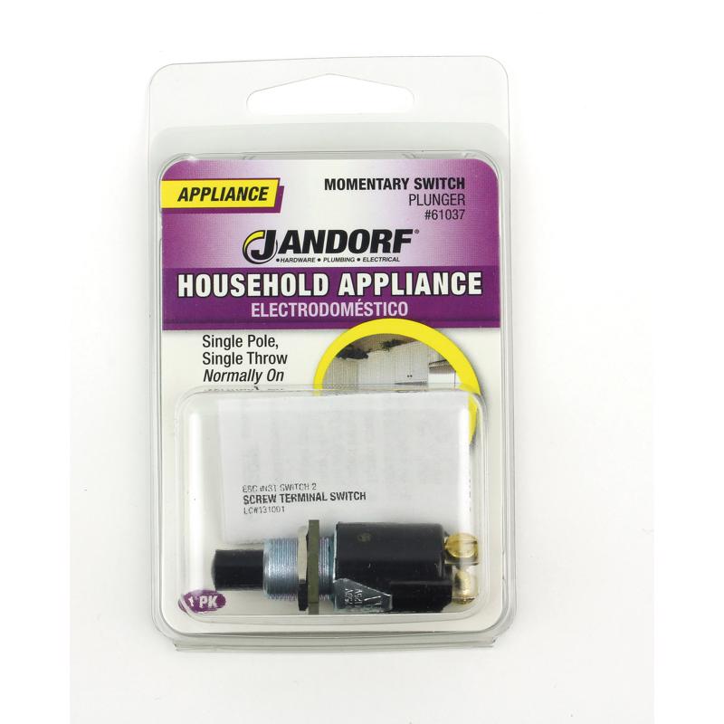 Jandorf 0.25 amps Single Pole Momentary/Normally On Appliance Switch Black