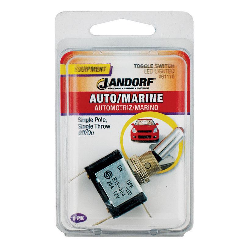 Jandorf 20 amps Single Pole Toggle Automotive/Marine Switch Black/Silver