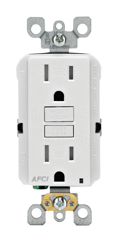 Leviton SmartlockPro 15 amps 125 V Duplex White AFCI Outlet 5-15R