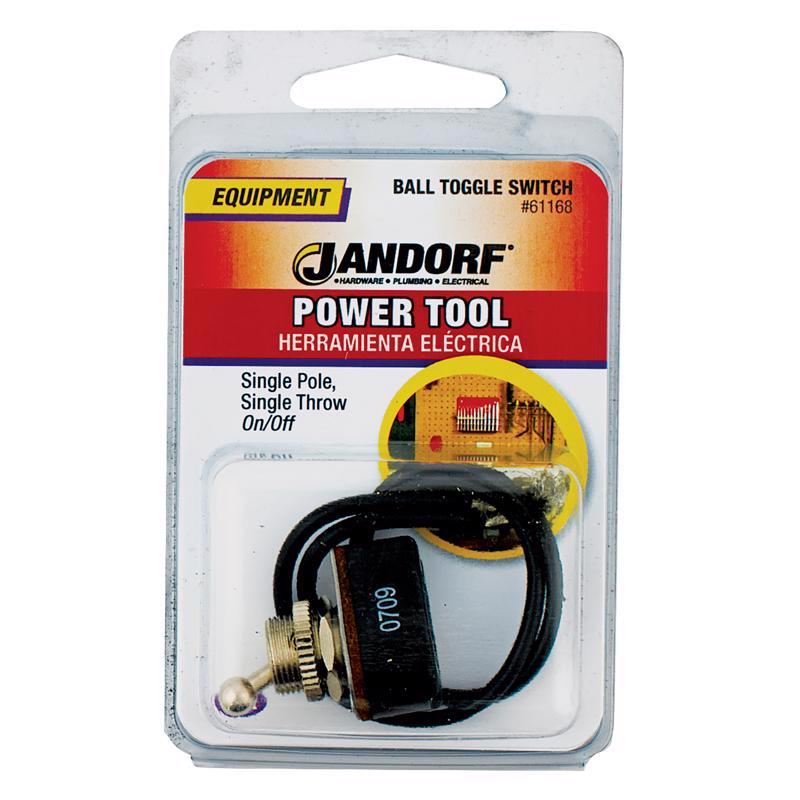 Jandorf 6 amps Single Pole Ball Toggle Power Tool Switch Black/Silver