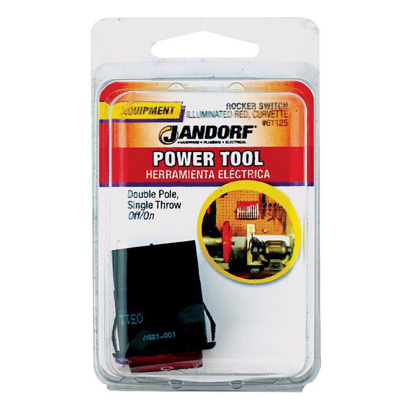 Jandorf 20 amps Double Pole Rocker Power Tool Switch Black/Red