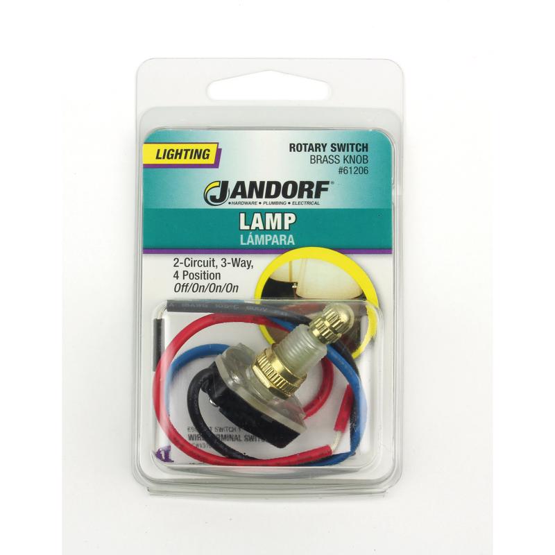 Jandorf 6 amps Single Pole or 3-way Rotary Appliance Switch Brass