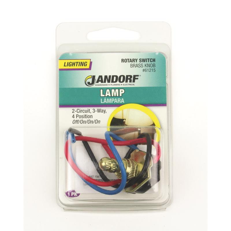 Jandorf 6 amps Single Pole or 3-way Rotary Appliance Switch Brass