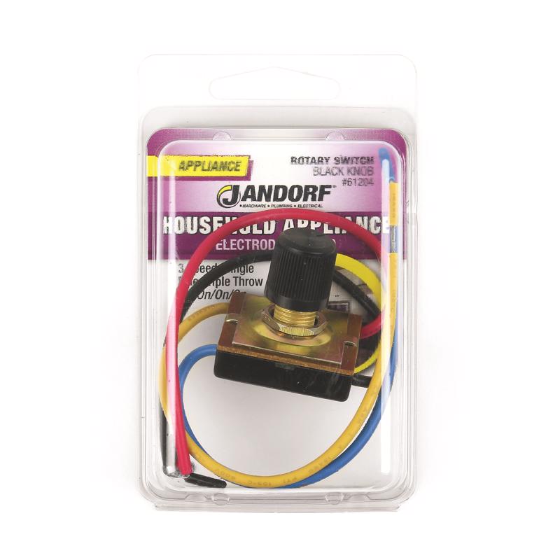 Jandorf 13 amps Single Pole Rotary Appliance Switch Black/Silver