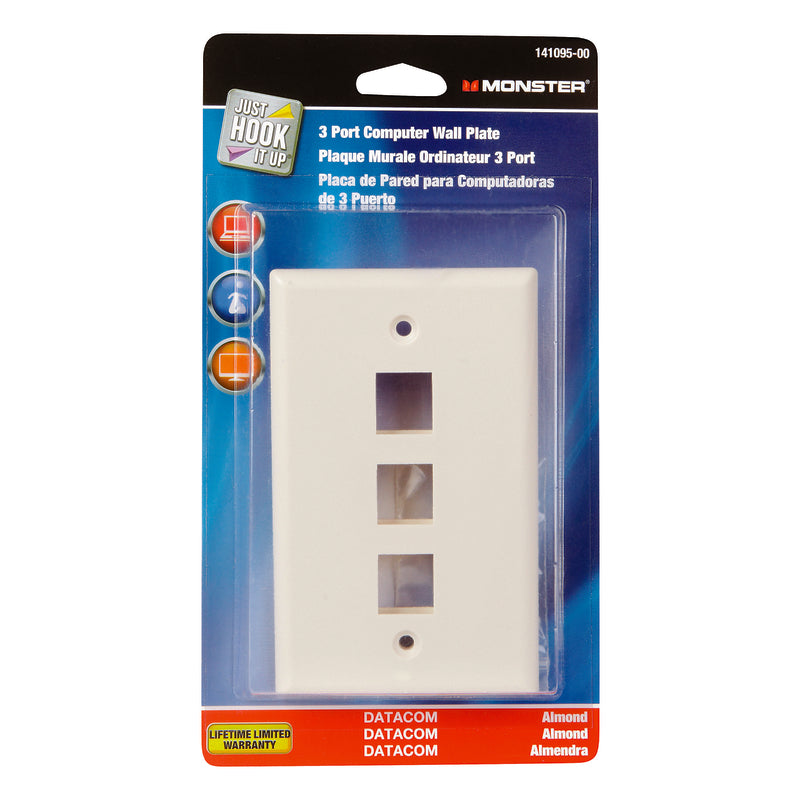 Monster Just Hook It Up Almond 3 gang Plastic Keystone Wall Plate