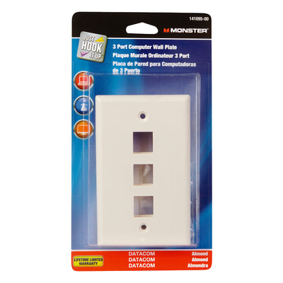 Monster Just Hook It Up Almond 3 gang Plastic Keystone Wall Plate
