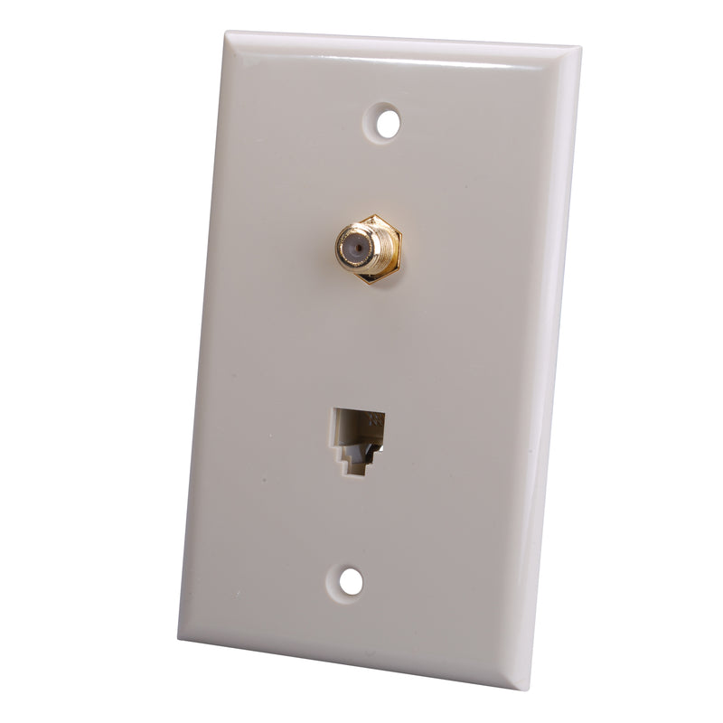 Monster Just Hook It Up Ivory 1 gang Plastic Coaxial Wall Plate