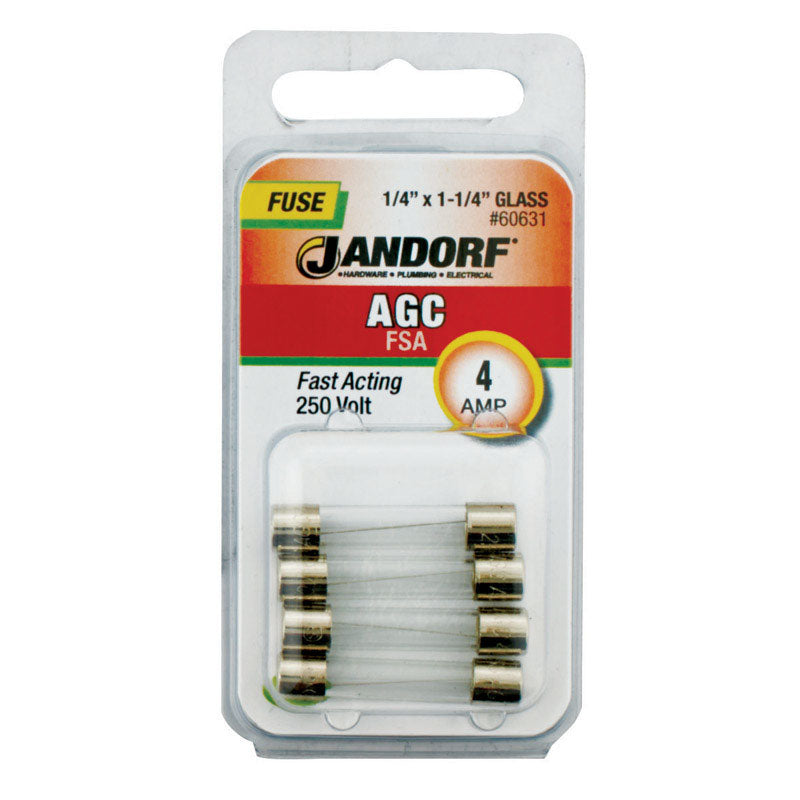 Jandorf AGC 4 amps Fast Acting Fuse 4 pk