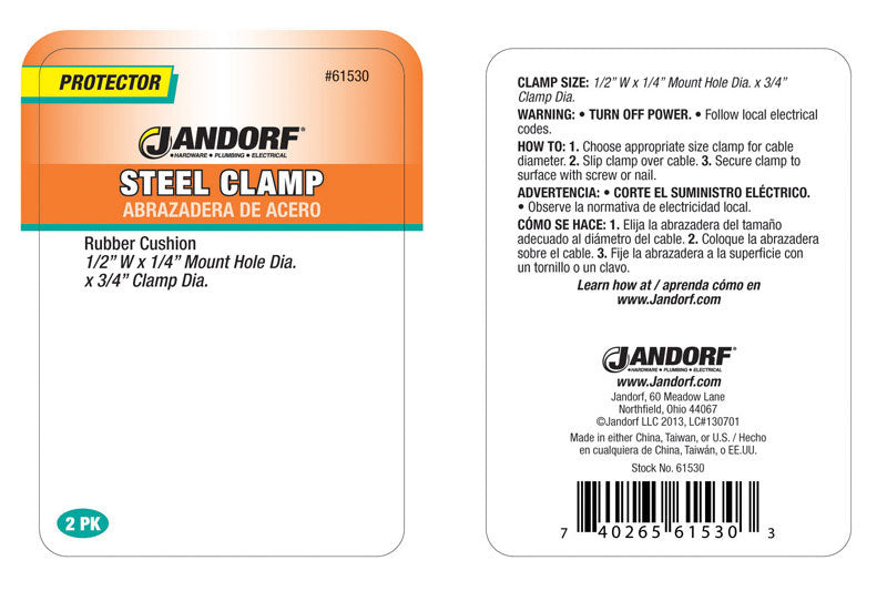 Jandorf 3/4 in. D Steel Cushion Clamp 2 pk