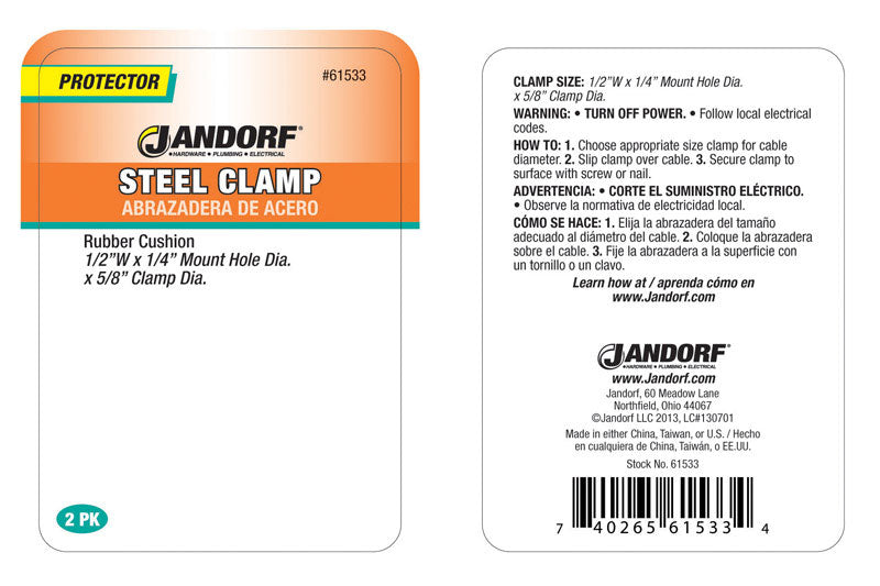 Jandorf 5/8 in. D Steel Cushion Clamp 2 pk