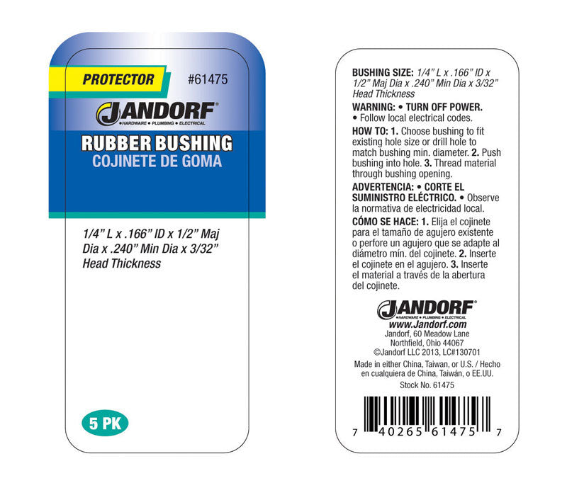 Jandorf 0.240 in. Rubber Bushing 5 pk