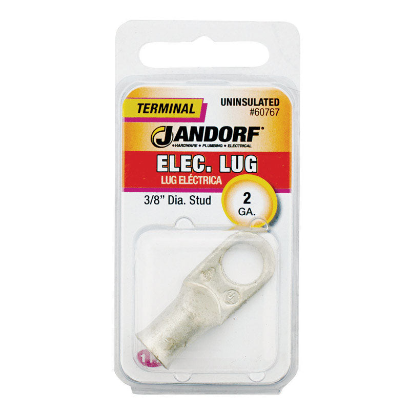 Jandorf 2 Ga. Uninsulated Wire Electrical Lug Silver