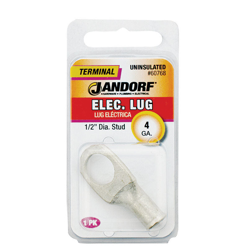 Jandorf 4 Ga. Uninsulated Wire Electrical Lug Silver