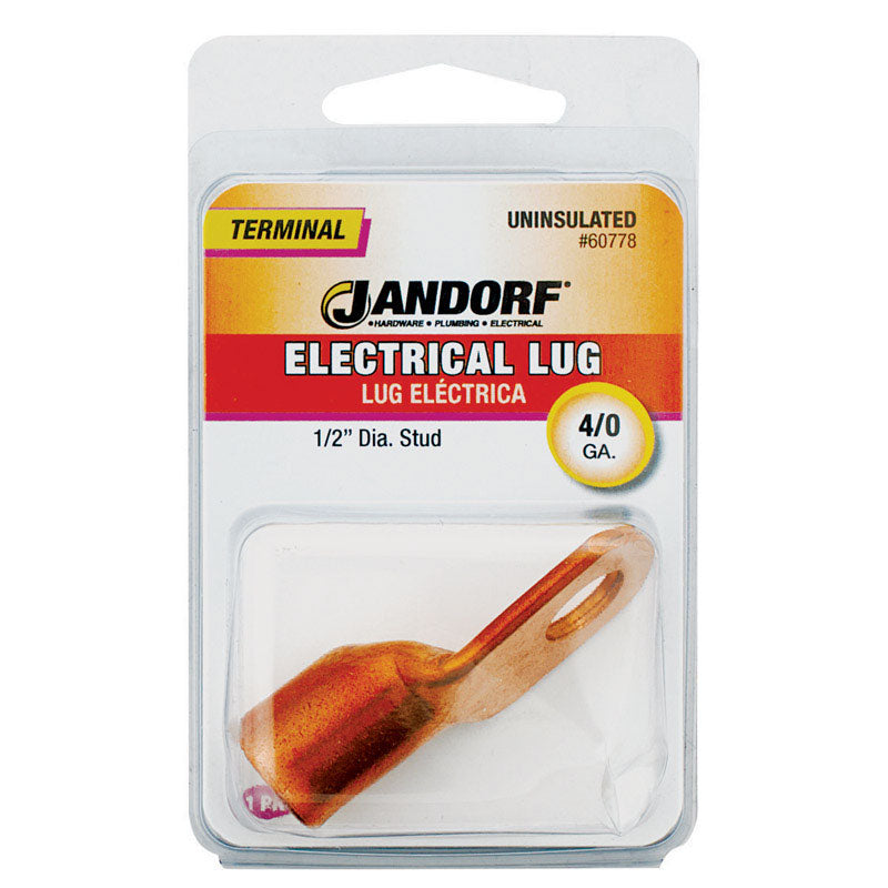 Jandorf 4/0 Ga. Uninsulated Wire Electrical Lug Copper