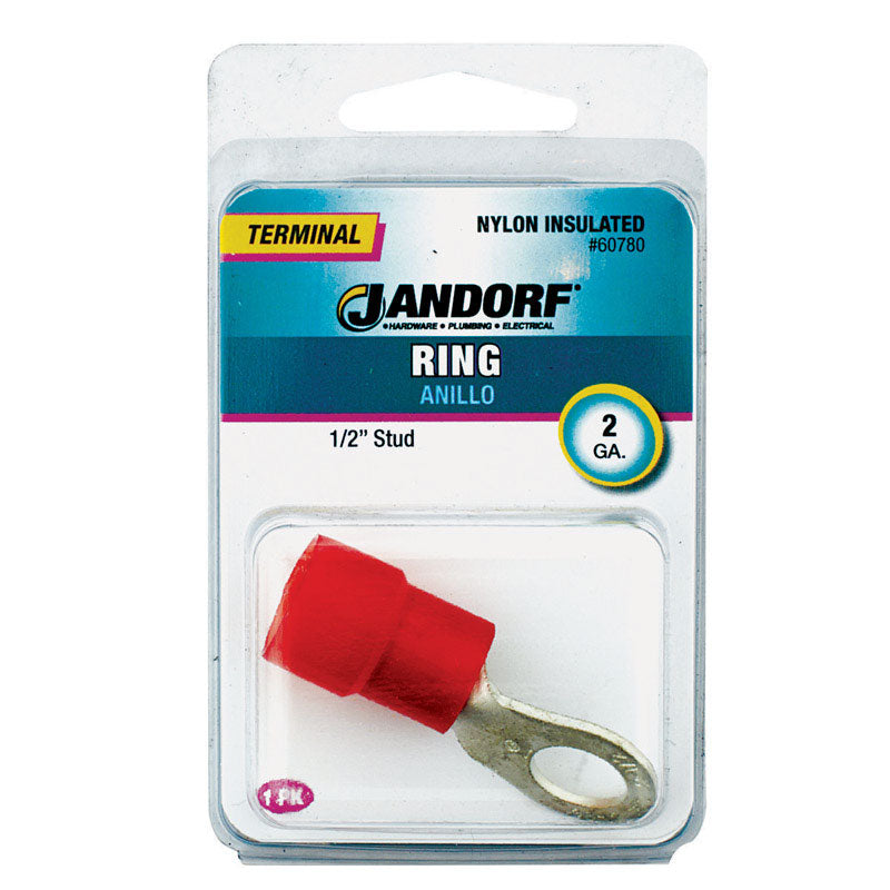 Jandorf 2 Ga. Insulated Wire Terminal Ring Red