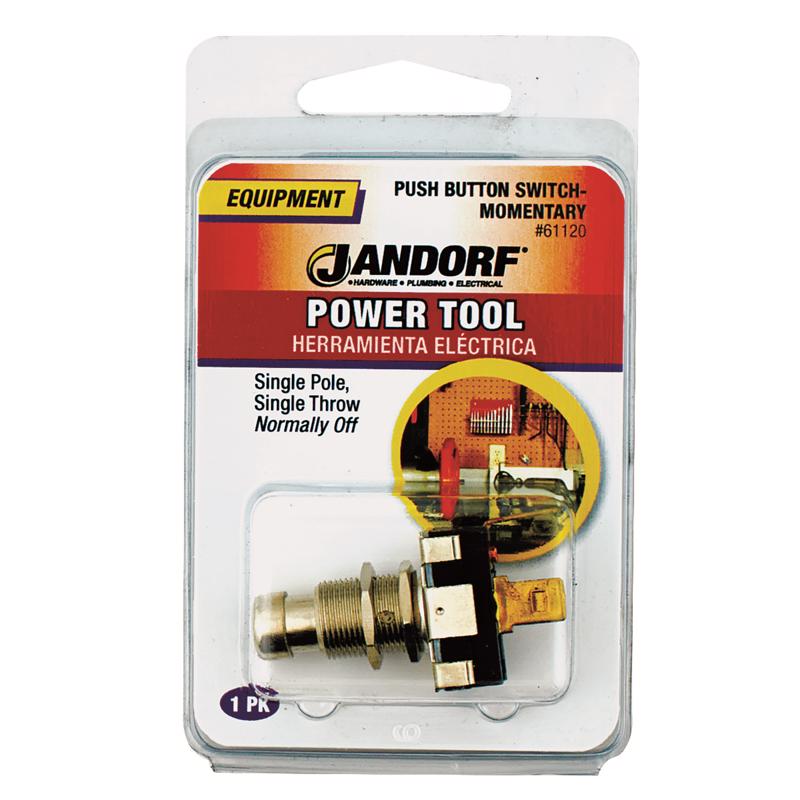 Jandorf 15 amps Single Pole Push Button Power Tool Switch Silver