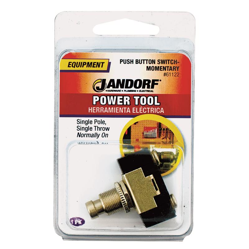 Jandorf 15 amps Single Pole Push Button Power Tool Switch Black/Silver