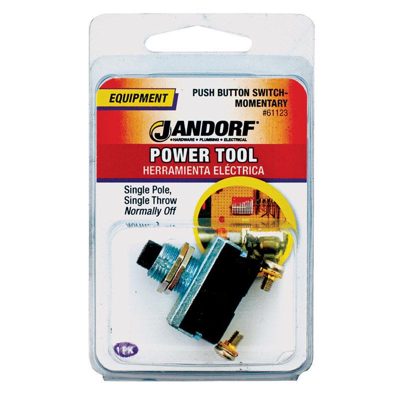 Jandorf 16 amps Single Pole Push Button Power Tool Switch Black/Silver