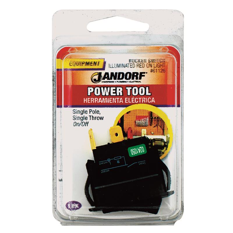Jandorf 20 amps Single Pole Rocker Power Tool Switch Black