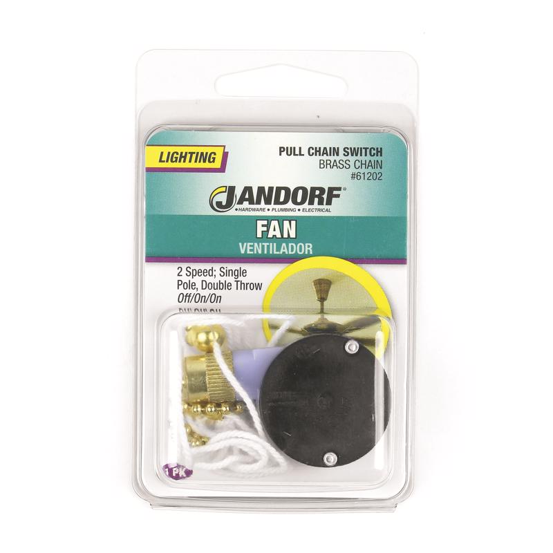 Jandorf 6 amps Single Pole Pull Chain Appliance Switch Brass