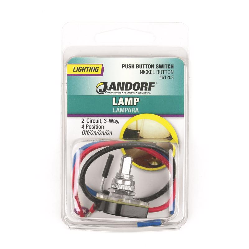 Jandorf 6 amps Single Pole or 3-way Push Button Appliance Switch Gray
