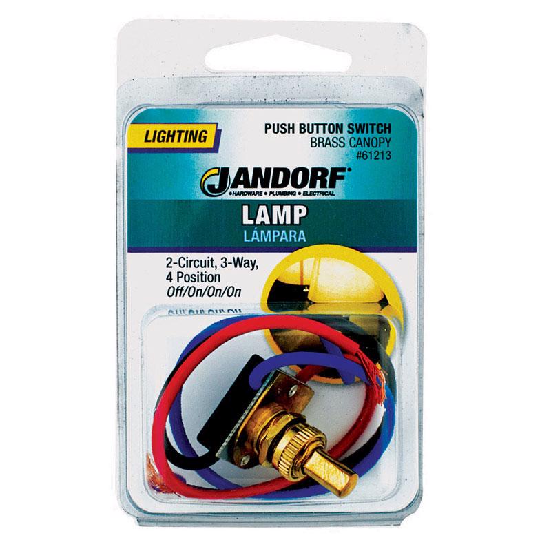 Jandorf 6 amps Single Pole or 3-way Push Button Appliance Switch Brass