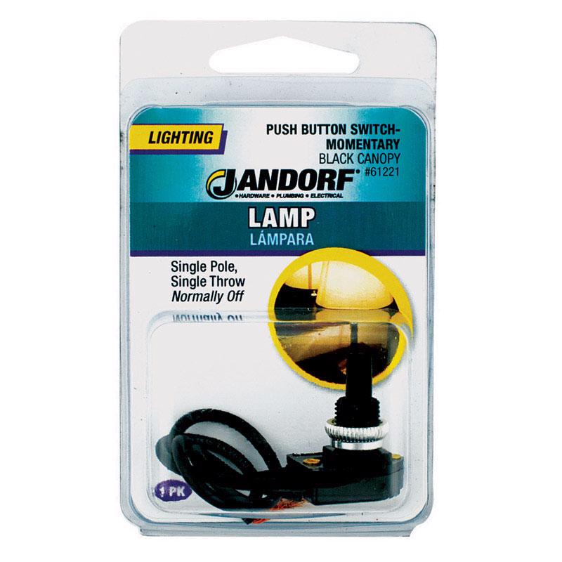 Jandorf 6 amps Single Pole Push Button Appliance Switch Black
