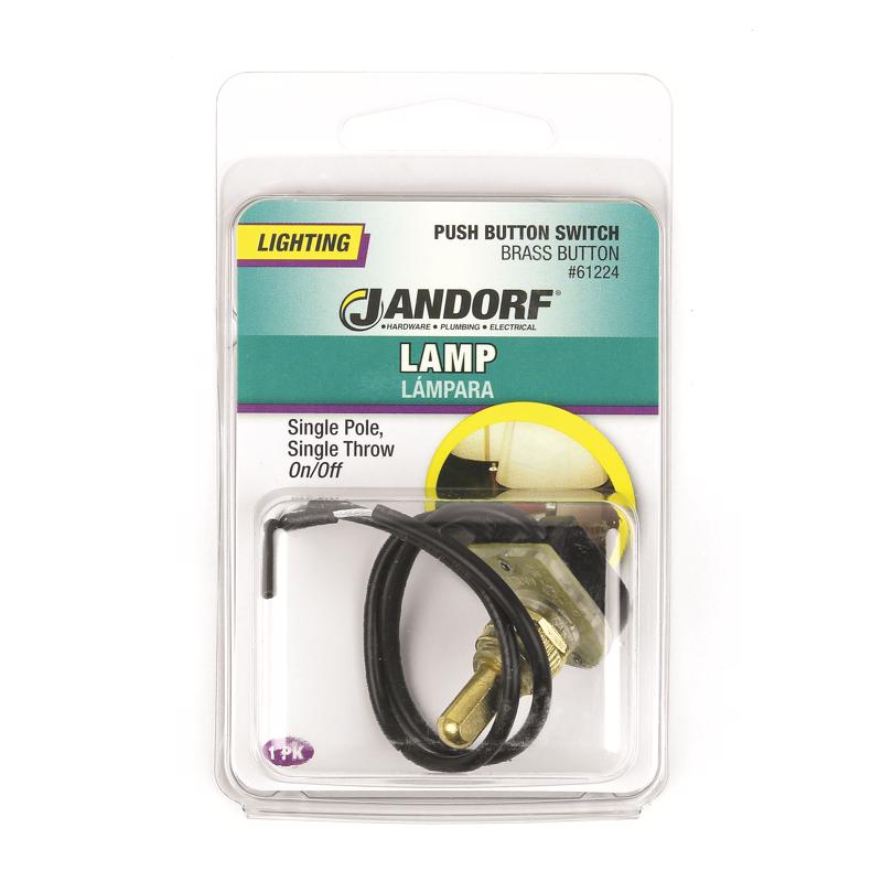 Jandorf 6 amps Single Pole Push Button Appliance Switch Black/Brass