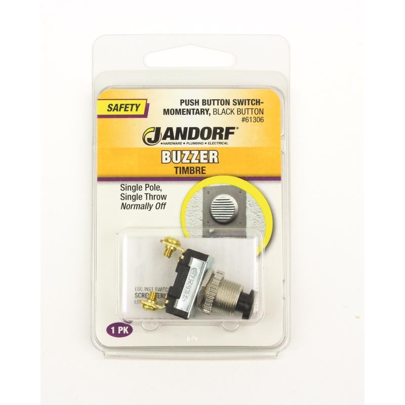 Jandorf 6 amps Single Pole Push Button Appliance Switch Black/Silver