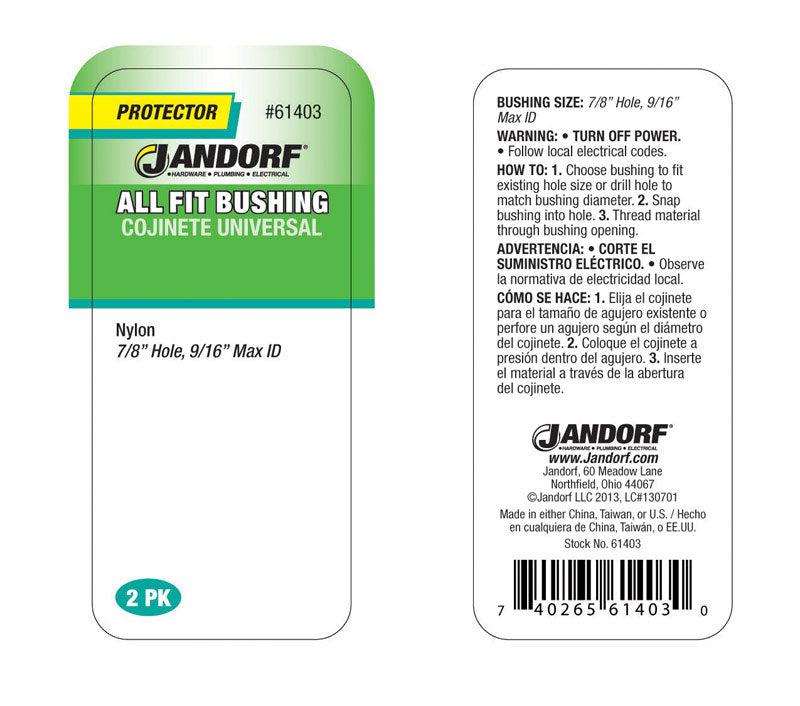 Jandorf 7/8 in. Nylon Bushing 2 pk