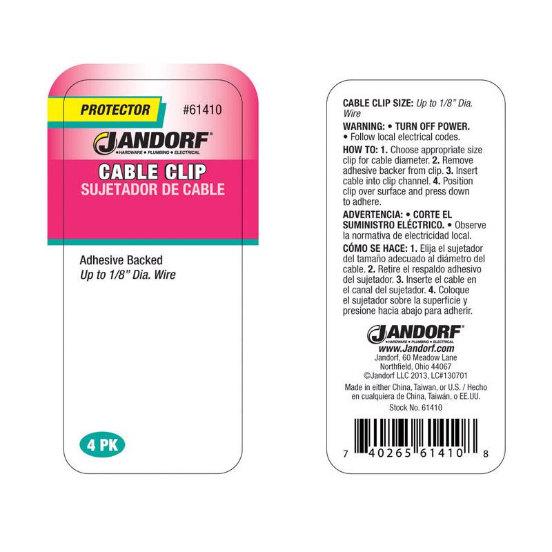 Jandorf 1/8 in. D X 0.76 in. L Natural Nylon Cable Clip