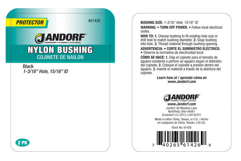 Jandorf 1-3/16 in. Nylon Bushing 2 pk
