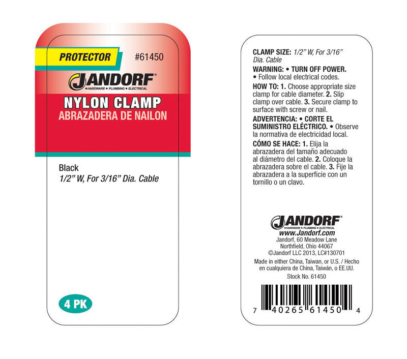Jandorf 3/16 in. D Nylon Cable Clamp