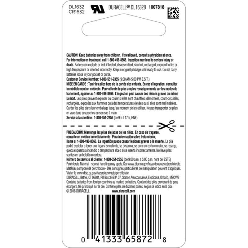 Duracell Lithium Coin 1632 3 V 137 mAh Medical Battery