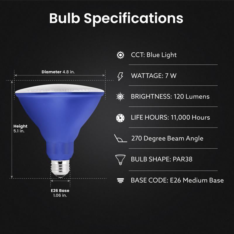 Feit PAR38 E26 (Medium) LED Bulb Blue 40 Watt Equivalence