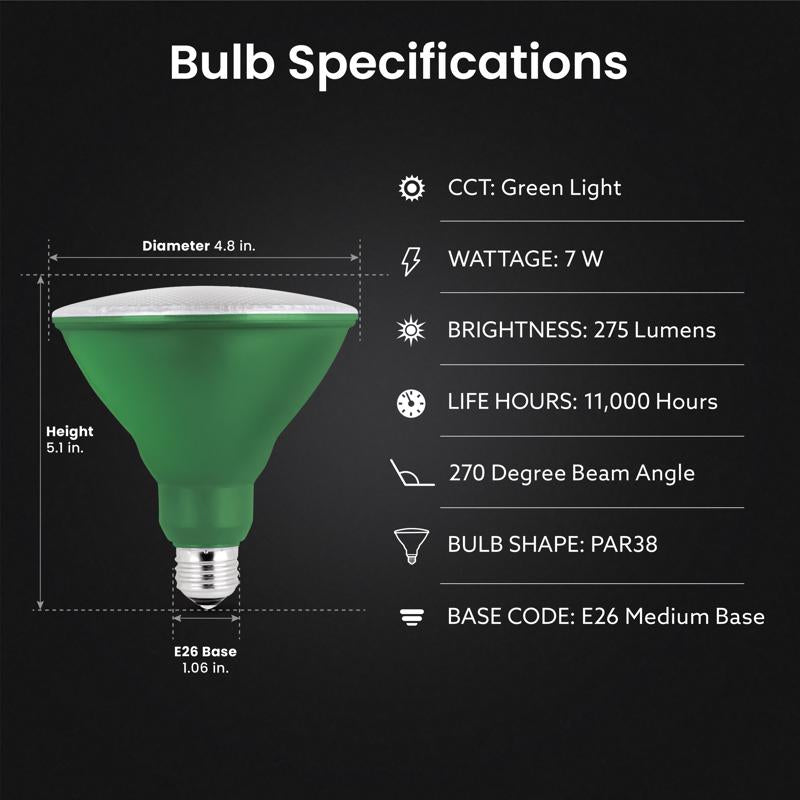 Feit PAR38 E26 (Medium) LED Bulb Green 120 Watt Equivalence