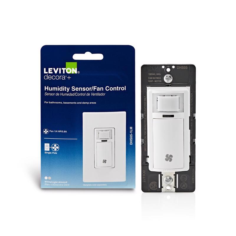 Leviton Decora 5 amps Single Pole Single Pole Humidity Sensor/Fan Control White