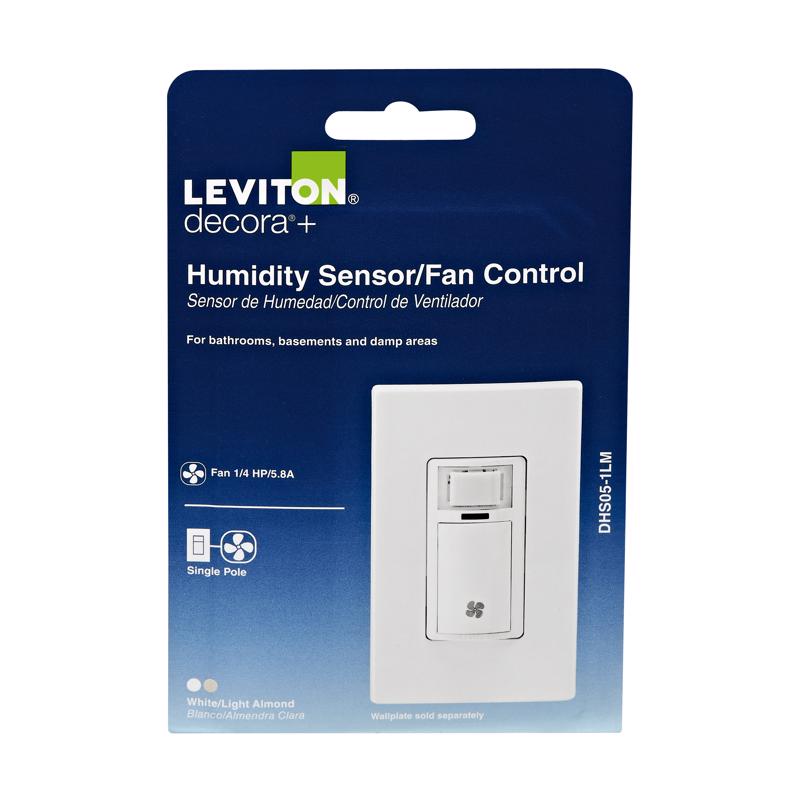 Leviton Decora 5 amps Single Pole Single Pole Humidity Sensor/Fan Control White